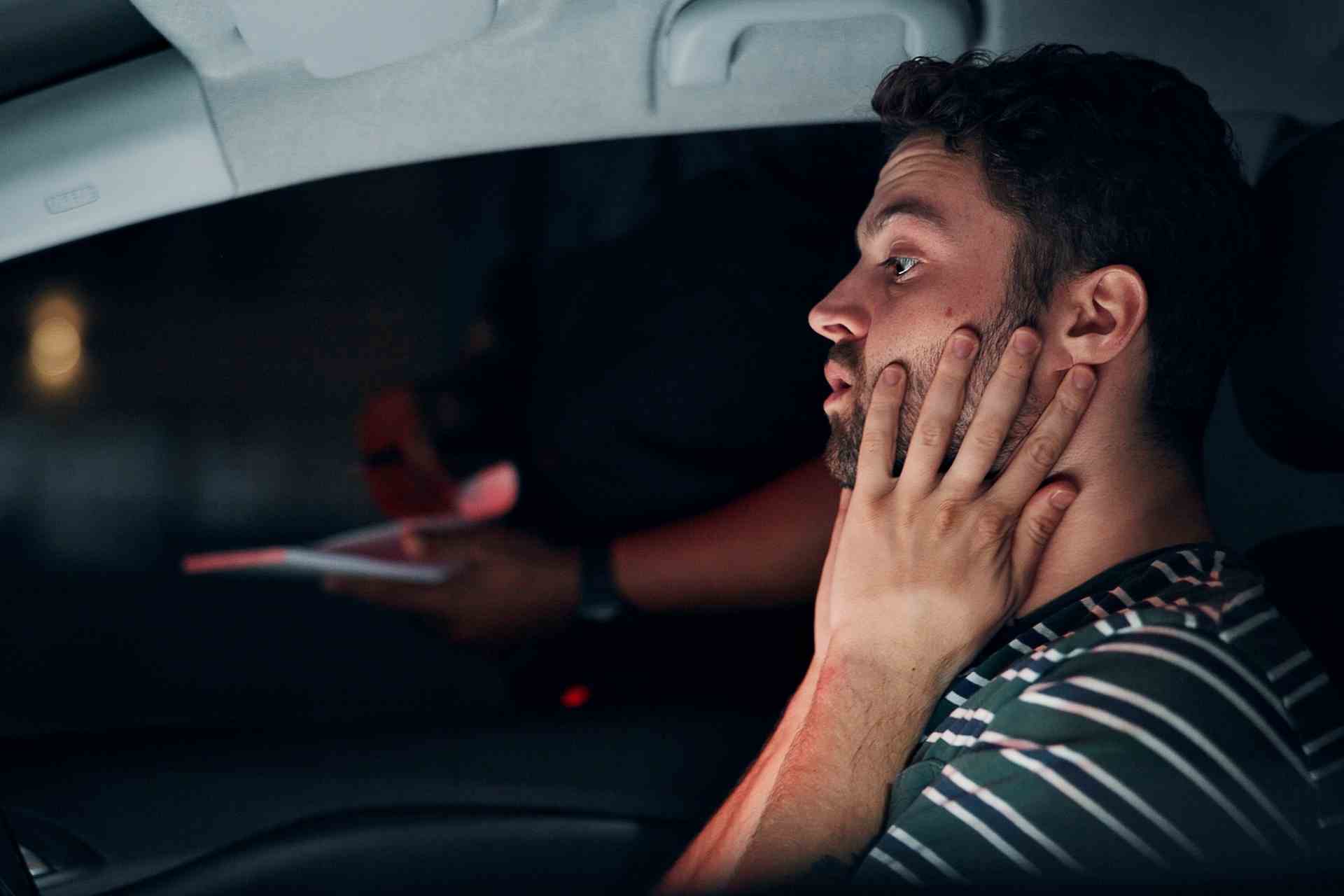 Driver appearing impaired during a nighttime traffic stop after a suspected DUI incident